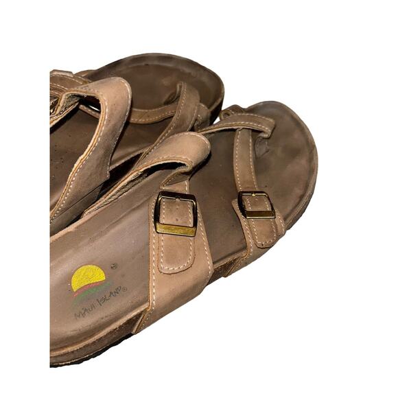 Maui Island Tan Slip On Buckle Sandals Women 6M Walk Comfort Beach Vacation - Picture 11 of 11